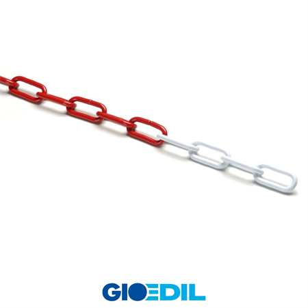 CATENA SEGNALETICA PLASTIFICATA BIANCO/ROSSO MM 8/ML