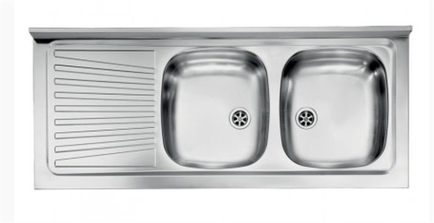 LAVELLO INOX 2 VASCHE 120X50 GOCCIOLATOIO SX