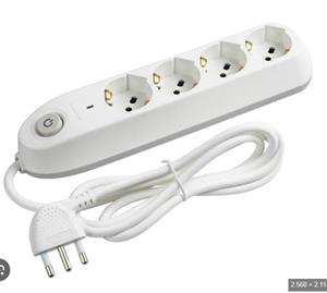 MULTIPRESA 4 POSTI SCHUKO + INTERRUTTORE