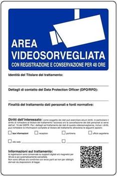 CARTELLO AREA VIDEOSORVEGLIATA 30X20