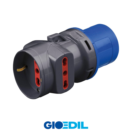 ADATTATORE CEE 2P+T16A TRIPLO C/SCHUKO