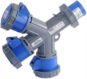 ADATTATORE TRIPLO INDUSTRIALE 3P BLU