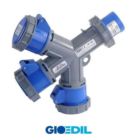 ADATTATORE TRIPLO INDUSTRIALE 3P BLU